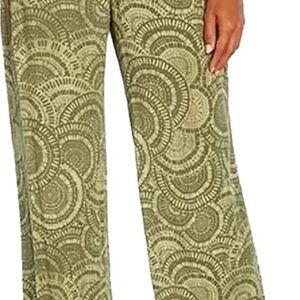 Woman’s Three Dots Green Mandala Elastic Pull on Pants Size Medium Casual Boho
